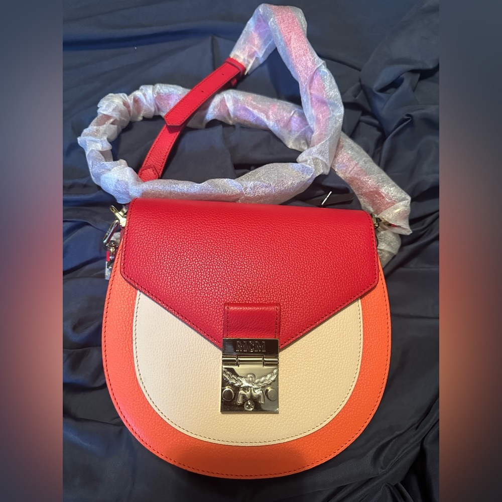 MCM Patricia Crossbody Medium Shoulder Bag Multicolor Leather New